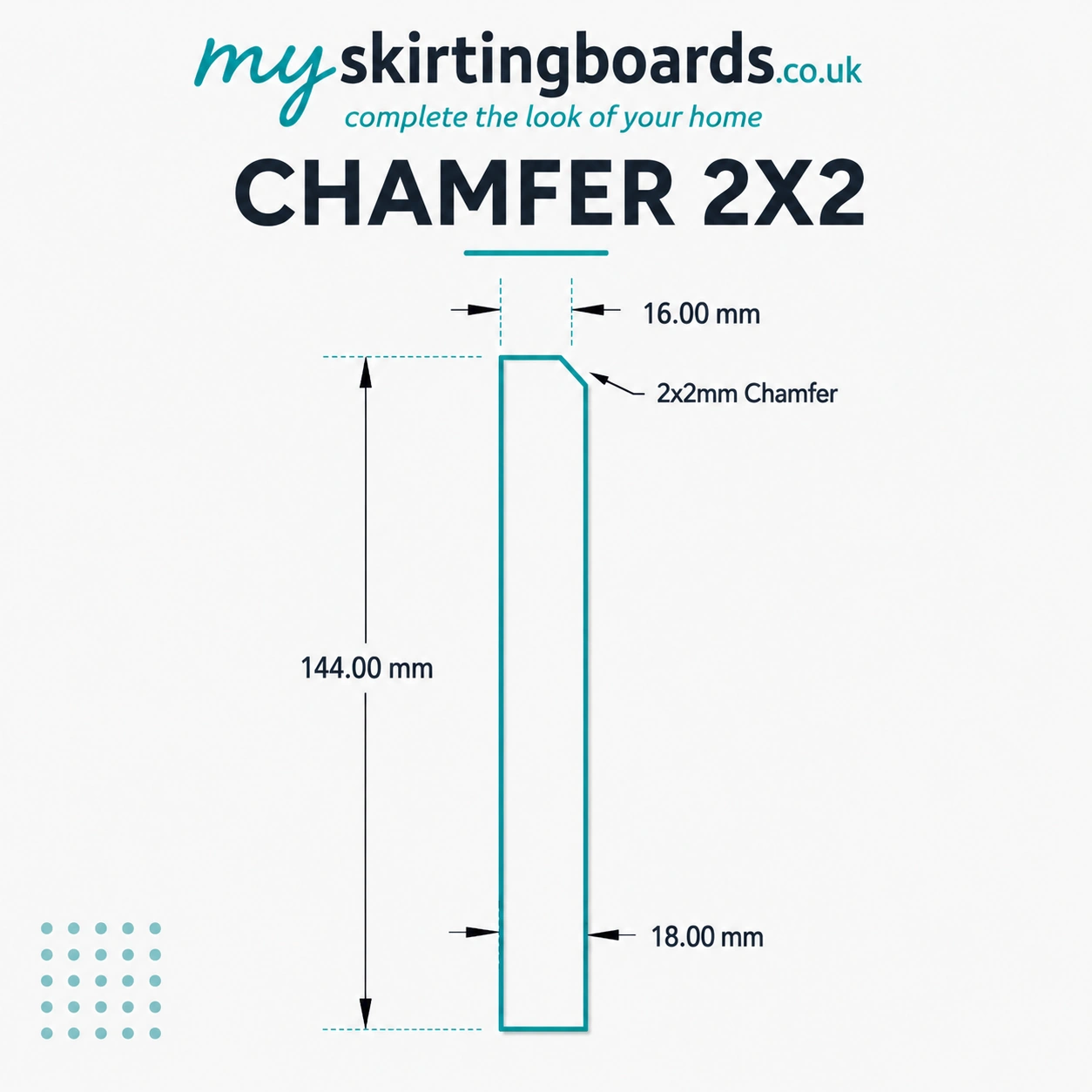 Chamfer 2x2mm MDF Architrave 2 Chamfer 2X2 Profile