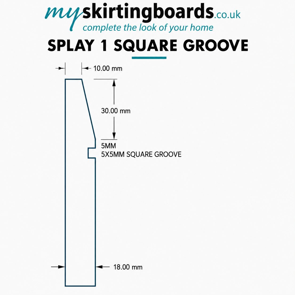 Splay 1 Square Groove MDF Skirting Board 2 Splay 1 Square Groove