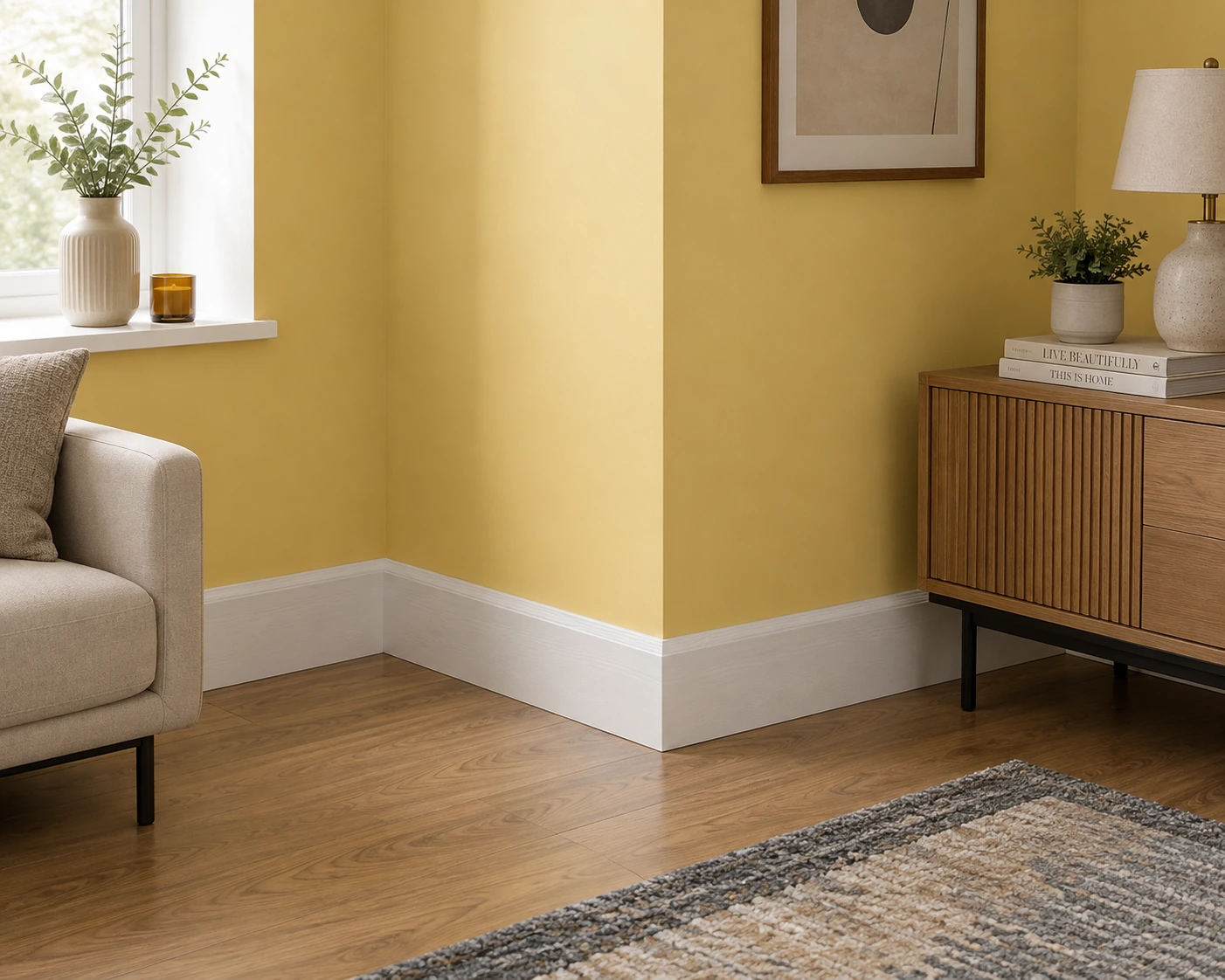 Chamfer MDF Skirting Board 3 Yellow Wall Skirting Room